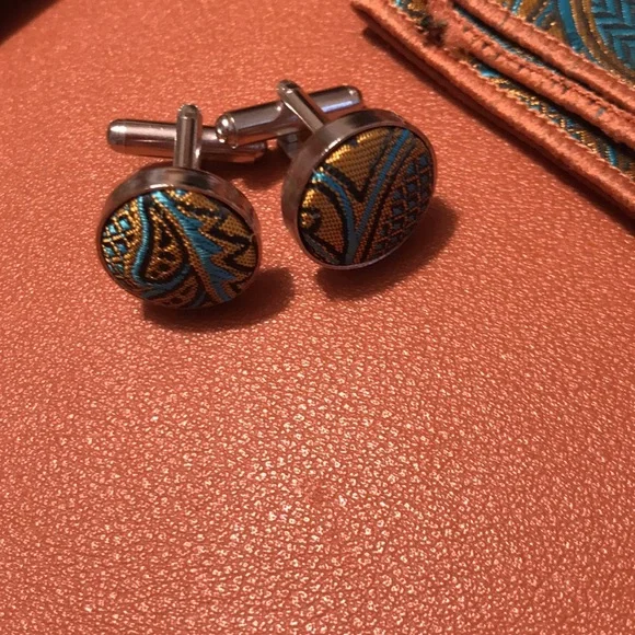 Paisley Golden teal Tie Set